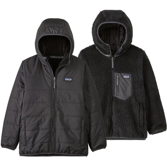 Patagonia Kids Reversible Ready Freddy Hoody, Black Hooded Jacket XXL (16-18) - Picture 1 of 9